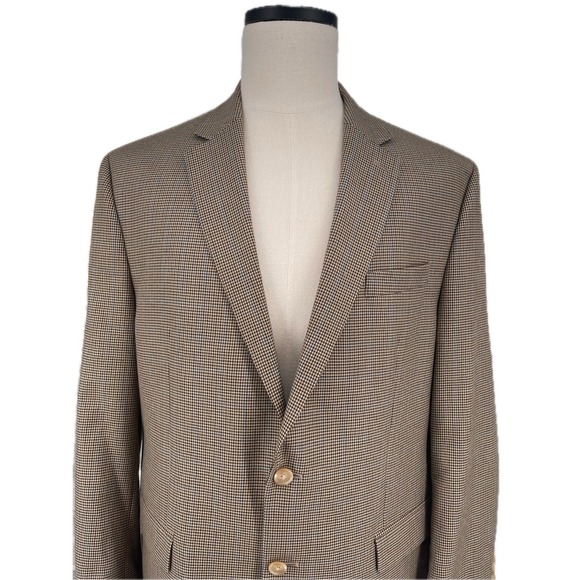 Lauren Ralph Lauren Men's Blazer 44R Brown Cream Herringbone Business - Picture 4 of 10